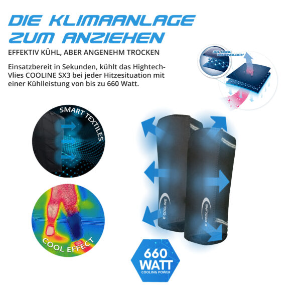 Technische Produktbeschreibung der Wadenkühler für Kinder von E.COOLINE