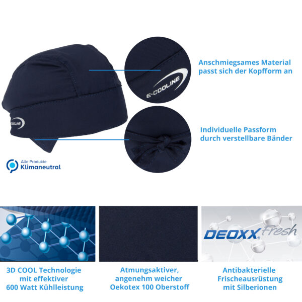 Produktmerkmale von kühlendem Bandana von E.COOLINE in Farbe blau