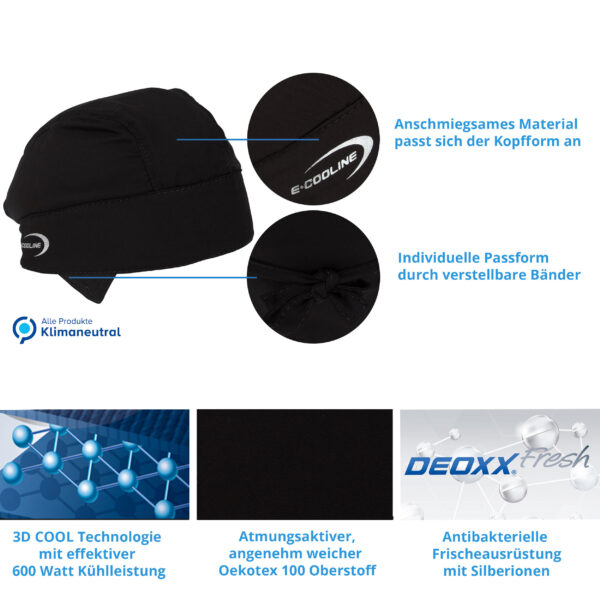 Produktmerkmale kühlendes Bandana von E.COOLINE in Farbe schwarz
