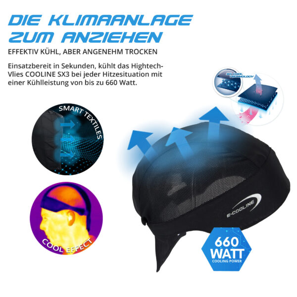 Technische Produktbeschreibung des kühlenden Bandana Air von E.COOLINE