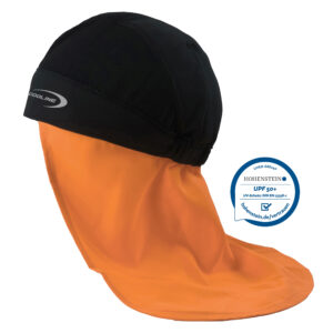 Kühlendes Bandana SX3 mit Nackenschutz von E.COOLINE in Farbe schwarz/orange