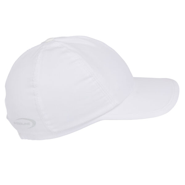 Seitenansicht kühlendes Basecap von E.COOLINE in Farbe weiss