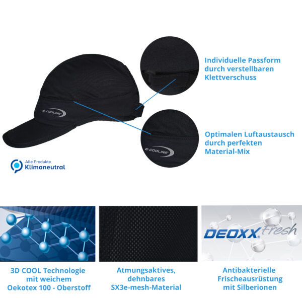 Produktmerkmale kühlendes Basecap light von E.COOLINE