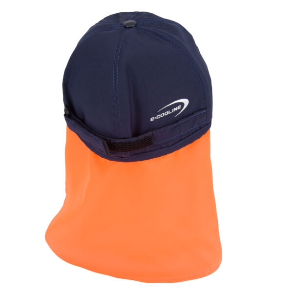 Rückansicht von kühlendes Basecap mit Nackenschutz von E.COOLINE