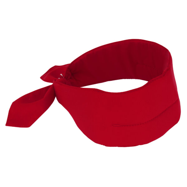Seitenanansicht kühlendes Halstuch mit Logo von E.COOLINE in Farbe rot