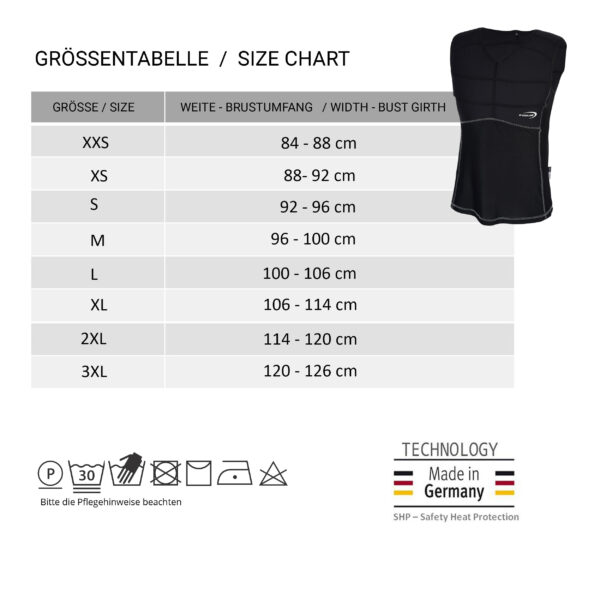 GrösentabelleSX3 Kühlshirt von E.COOLINE