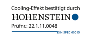 Logo Hohenstein mit DinSpec Norm bestätigt die Kühlwirkung von E.COOLINE