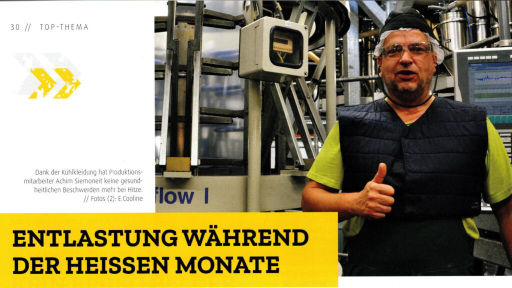 Mitarbeiter der Wipak GmbH mit E.COOLINE Kühlkleidung