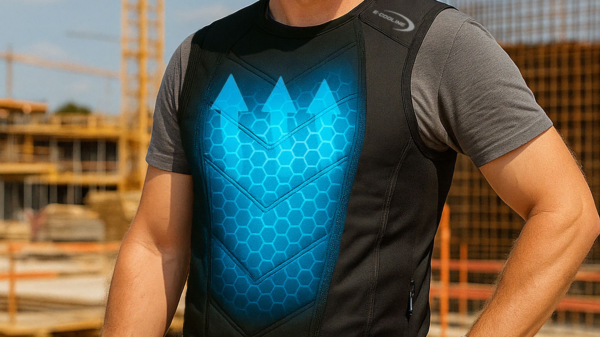 Darstellung der Kühlwirkung einer E.COOLINE Kühlweste